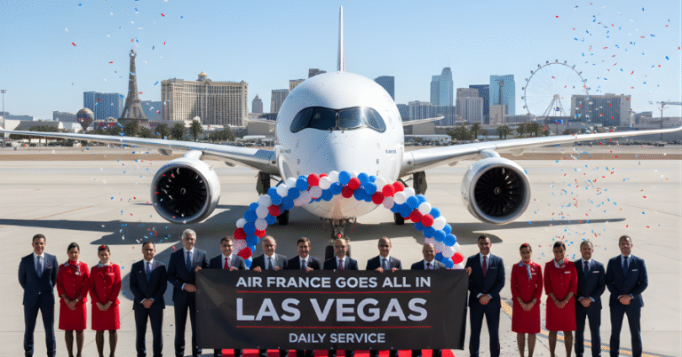 Air France Las Vegas flights aircraft on runway before takeoff