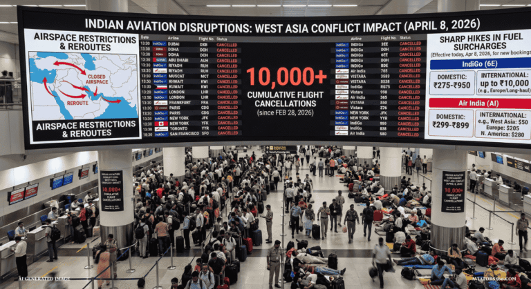 Indian Aviation in Crisis: 10,000+ Flights Cancelled as West Asia War Triggers Massive Fuel Surcharges