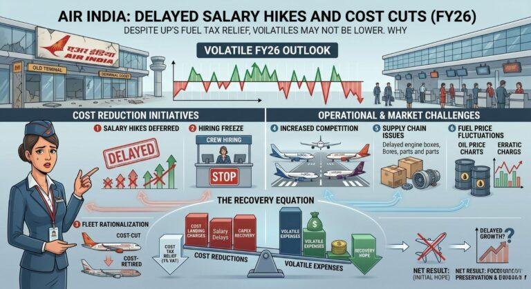 Air India Delays Salary Hikes, Pushes Cost Cuts Amid Volatile FY26 Outlook