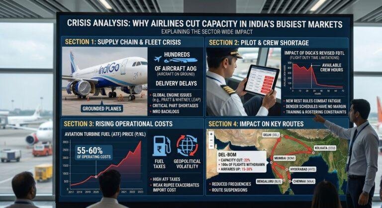 Why Airlines Are Forced to Cut Capacity Across India’s Bustiest Airports and Routes