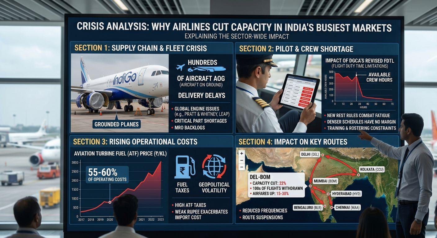 Why Airlines Are Forced to Cut Capacity Across India’s Bustiest Airports and Routes