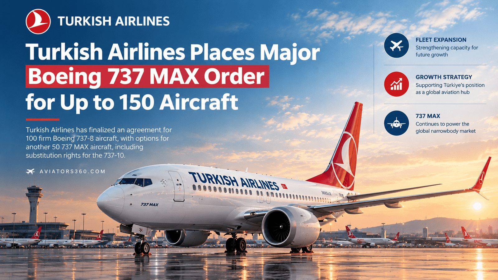 Turkish Airlines Places Major Boeing 737 MAX Order for Up to 150 Aircraft