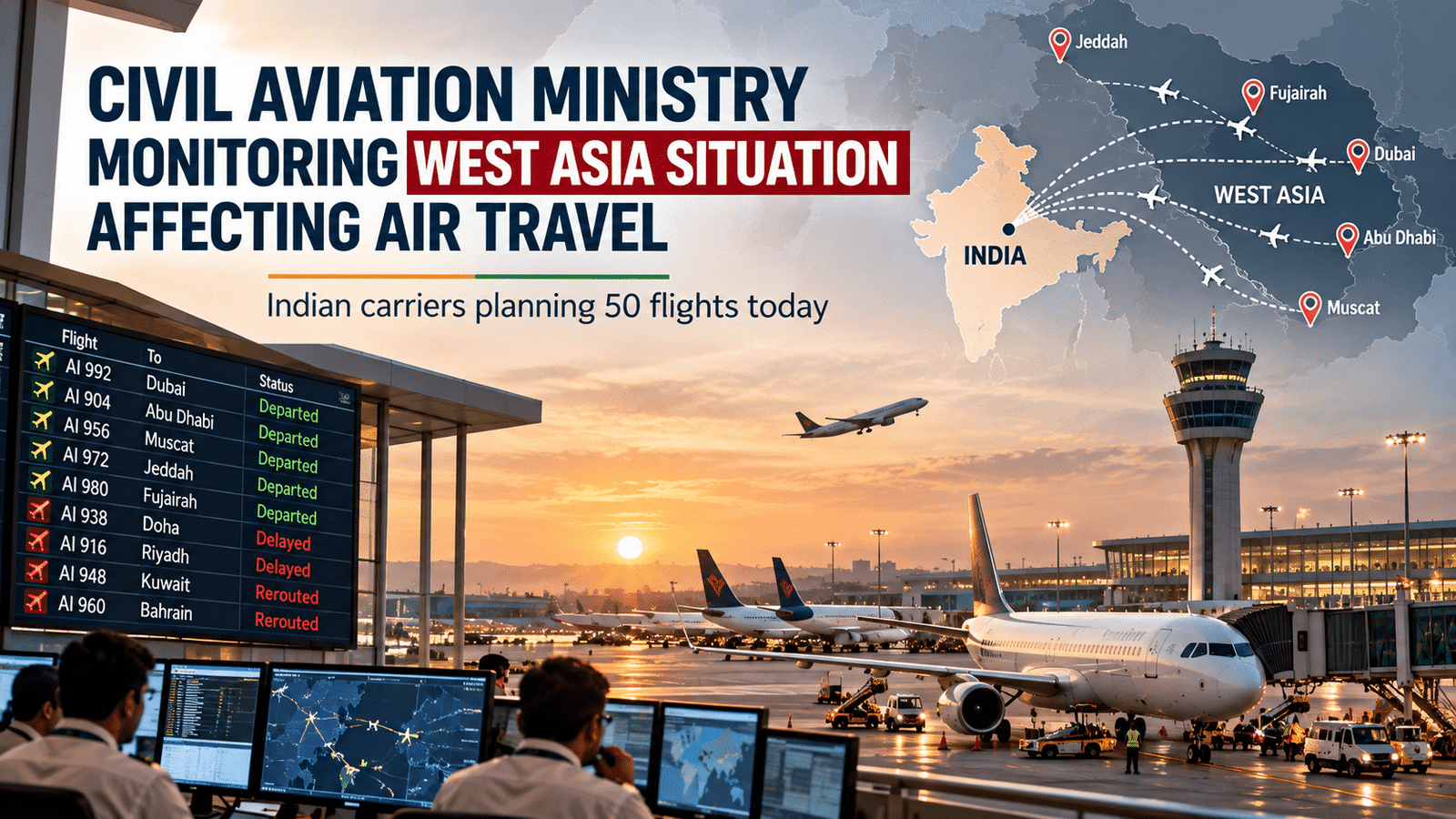 India Monitors West Asia Situation as Airlines Adjust Flight Operations
