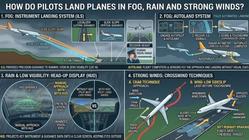 How Do Pilots Land Planes in Fog, Rain and Strong Winds?